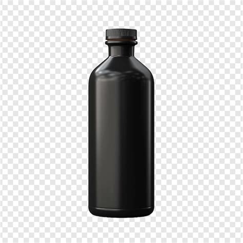 Black Leather Covered Bottle Isolated on Transparent Background PSD Template - HD Stock Images