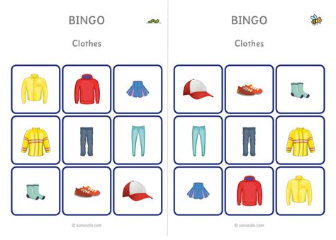 Clothes - Bingo | Sanasala Learning