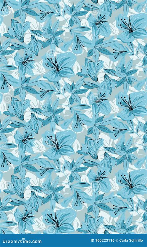 Aqua Blue Floral Seamless Vector Pattern Stock Vector - Illustration of ...