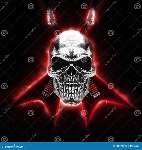 Dark Heavy Metal - Skull and Crossed Guitars Stock Illustration ...