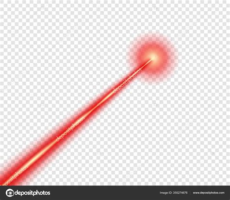 Red laser beam. Vector design element. The isolated transparent object on a light background ...