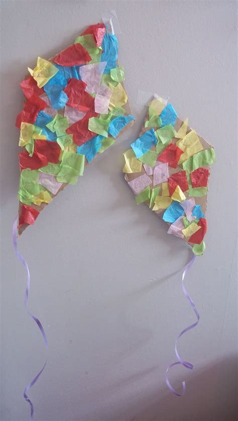 We made tissue paper kites on a windy day | Weather crafts, Kites preschool, Preschool crafts