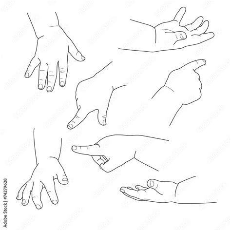 Baby hand, different gestures, vector illustration Stock Vector | Adobe Stock