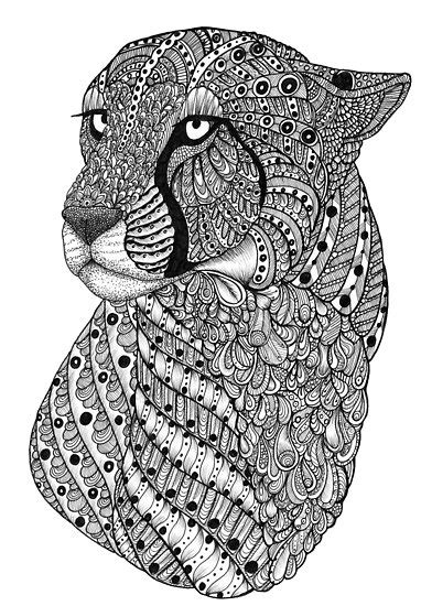 "Zentangle Art Black and White Cheetah" Poster by TemplemanArt | Redbubble