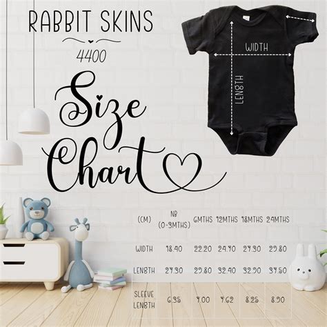 Rabbit Skins 4400 Size Chart, Sizing Guide, Infant Bodysuit, Size Chart ...