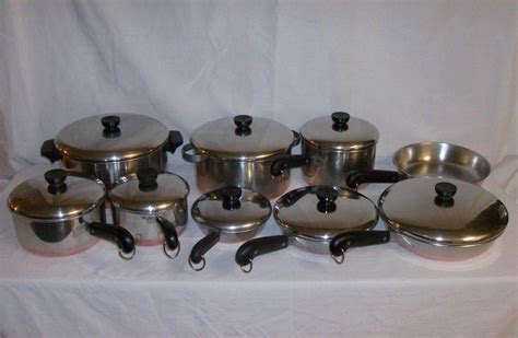 REVERE WARE 17 PIECE SET OF COPPER BOTTOM/COPPER CLAD COOKWARE IN GUC ...