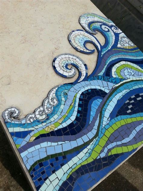 Sea waves on my father's gravestone. Made with ceramic tiles by MargalitMosaic. | Ceramics ...