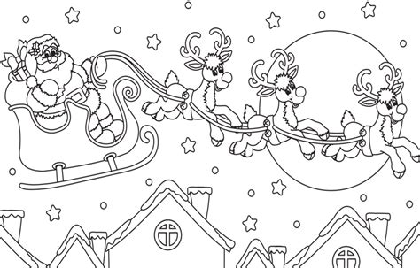 Coloring Pages | Santa Christmas Eve Colouring Page