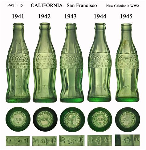 PAt D Coca Cola bottles (1941 till 1945) from San Francisco CALIFORNIA ...