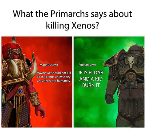 At least the big red thinked about kill xenos for a moment : r/Grimdank