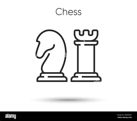 Chess line icon. Board game strategy sign. Knight and rook chess piece ...