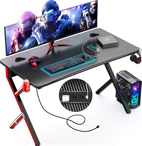 Mr IRONSTONE Gaming Desk 45.2'' with Power | Ubuy India