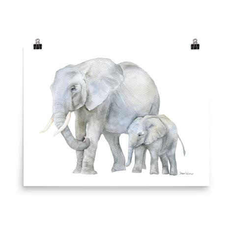 Mother and Baby Elephants Watercolor – Susan Windsor