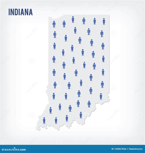 Vector People Map of of State of Indiana. the Concept of Population ...