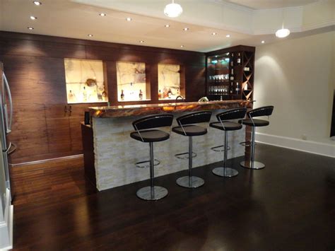 Modern Walnut Basement Bar - Modern - Basement - atlanta - by Acworth Cabinet, Inc