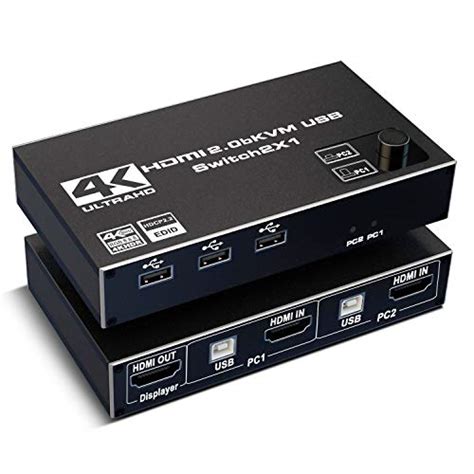 KVM Switch HDMI 2 Port, 4K 60Hz USB KVM Switcher Box Share 2 Computers Sale - RigDesktop.com