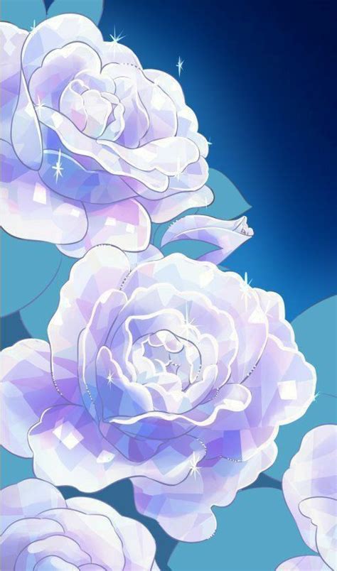 three white roses are in the middle of blue background with stars and ...