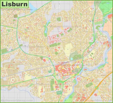 Detailed map of Lisburn - Ontheworldmap.com