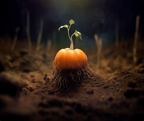 Premium AI Image | A pumpkin seedling sprouting from the earth