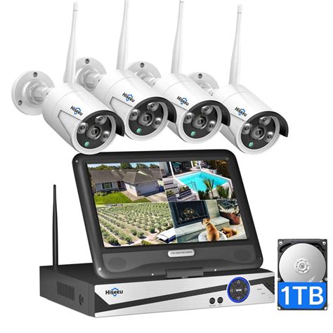 Hiseeu Security Camera System with 10.1'' Monitor 8CH 1TB Hard Drive ...