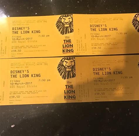 Lion king tickets 10th march at 7.30 | in Mill Hill, London | Gumtree