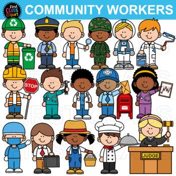 Community Helpers Kids Clip Art by First Class Clipart | TPT