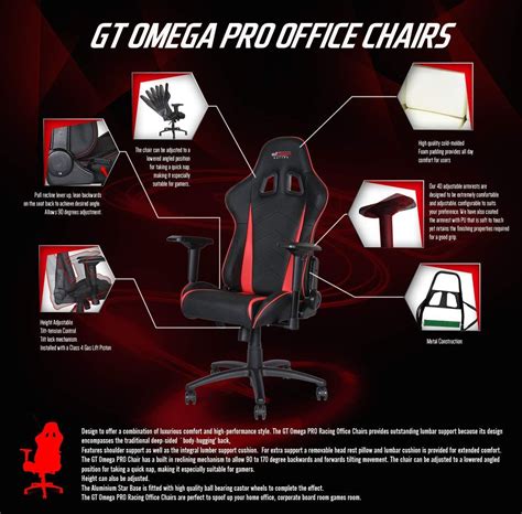 Gt Omega GT Omega PRO Racing Office Chair Black Next Leather (120Kg / 18.89 Stone Maximum Weight ...