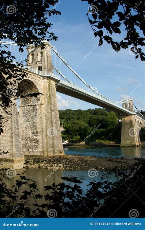 Menai suspension bridge. stock image. Image of metal - 26174045