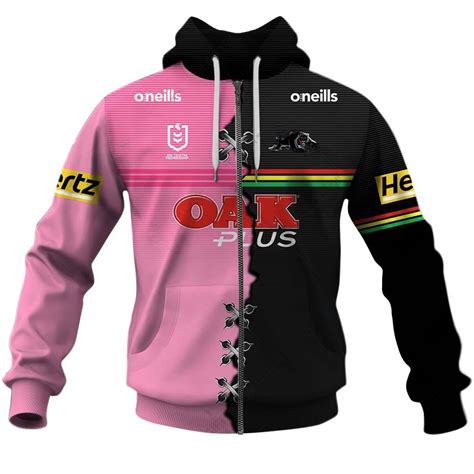 NRL Penrith Panthers Custom Name Number 2023 Mix Jersey V2 Zip Up Hoodie