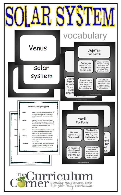 Weekly Thematic Vocabulary Words & Activities: Set 9 (The Solar System) - The Curriculum Corner 123