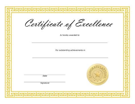 Simple Free Certificate Of Excellence Template – Thevanitydiaries