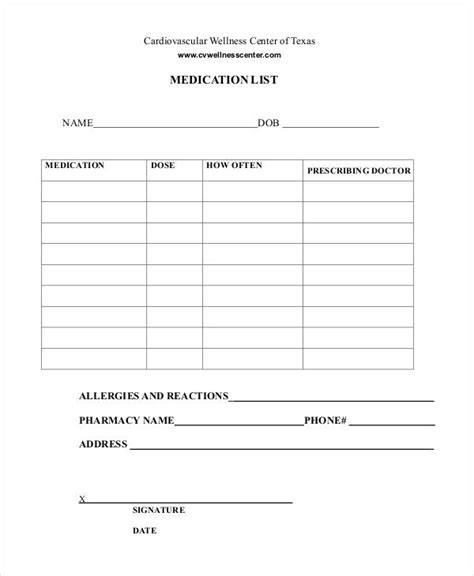 11 Medication Template - Excel Templates