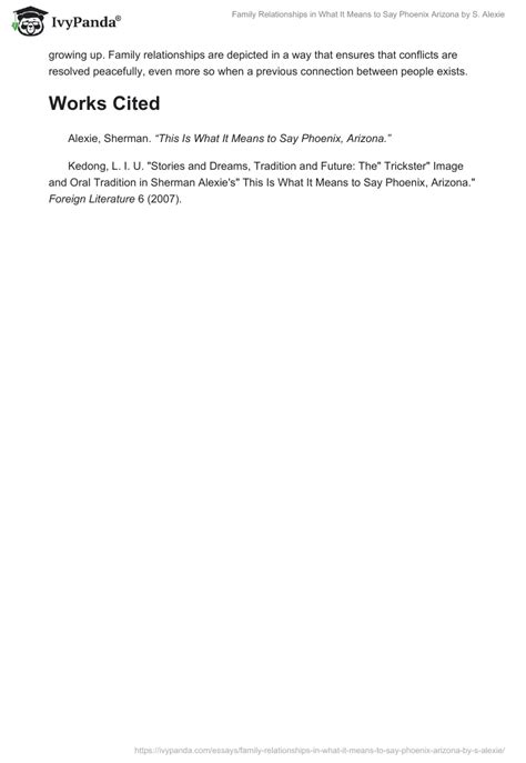 "Family Relationships in What It Means to Say Phoenix Arizona" by S. Alexie - 881 Words | Essay ...