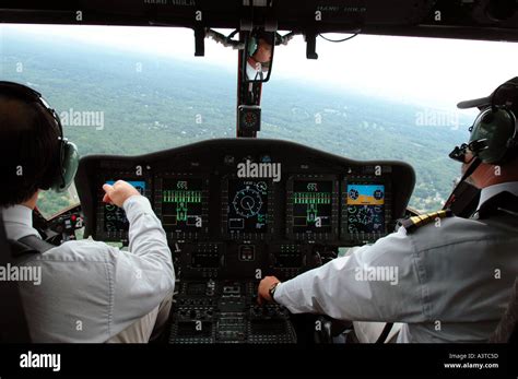 Pilots fly the VH 92 presidential helicopter over connecticut USA Stock ...