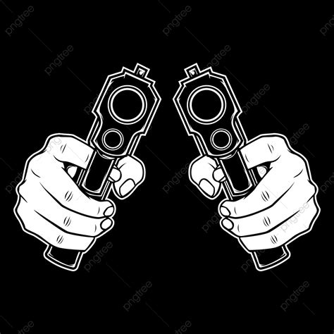 Hand Holding A Gun Vector Hand Drawing, Art, Background, Bandit PNG and ...