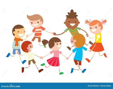 Children Round Dancing. Party Dance In Baby Club Stock Vector - Image ...