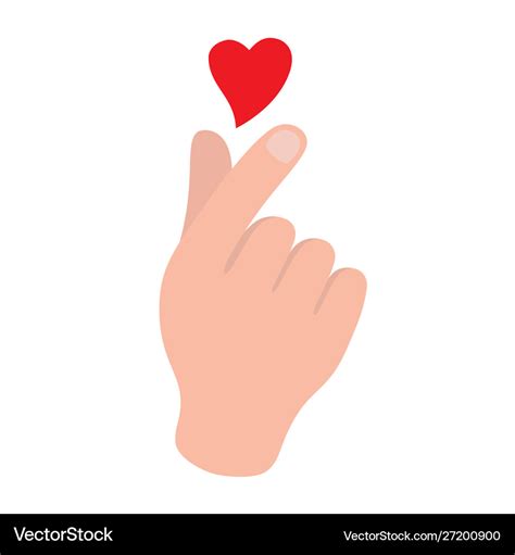 Korean symbol hand heart a message love Royalty Free Vector