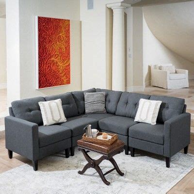 5pc Emmie Sectional Sofa Dark Gray - Christopher Knight Home in 2021 | Sectional sofa, Fabric ...