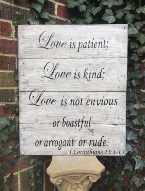 Love is Patient Bible verse sign reclaimed wood distressed | Etsy