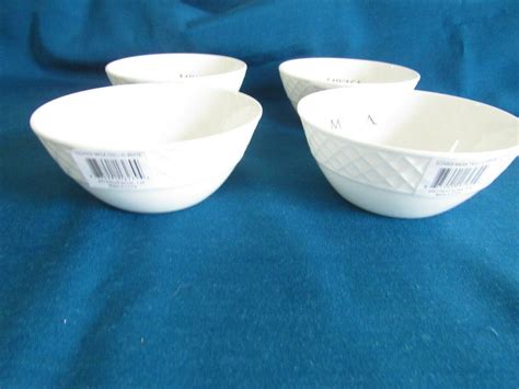 Mikasa Trellis White 4 1/2" Bone China Fruit/Dessert Bowls - Set of 4 NEW | #3825034415