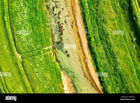 Top view with use of a drone of a river bed Stock Photo - Alamy