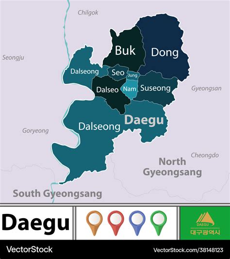 Map daegu south korea Royalty Free Vector Image