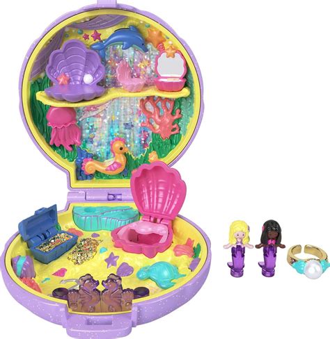 Polly Pocket Keepsake Collection Mermaid Dreams Compact, 2 Dolls ...