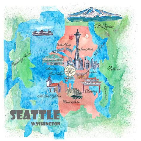 Seattle Washington Map Travel Poster Overview Best Of Typical ...