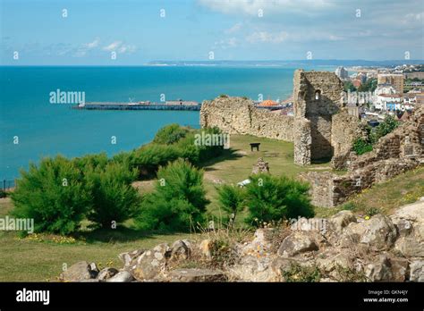 Hastings Castle ruins, East Sussex, England, UK, GB Stock Photo - Alamy