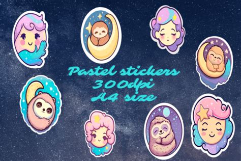 Cute Pastel Moon Stickers Graphic by drawismyshelter · Creative Fabrica