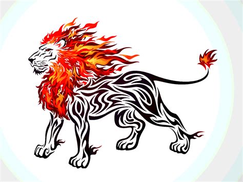 Free Lion Vector On Fire | FreeVectors