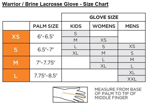 Lacrosse Glove Size Chart