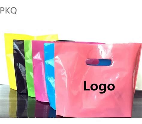 Wholesale Print Logo Plastic Bags Small Gift Bags with Handles Shopping Packaging Bags Customize ...