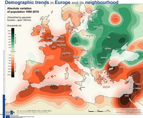 Demographic trends in Europe and its neighbourhood [N. LAMBERT, 2013] #maps #cartography ...